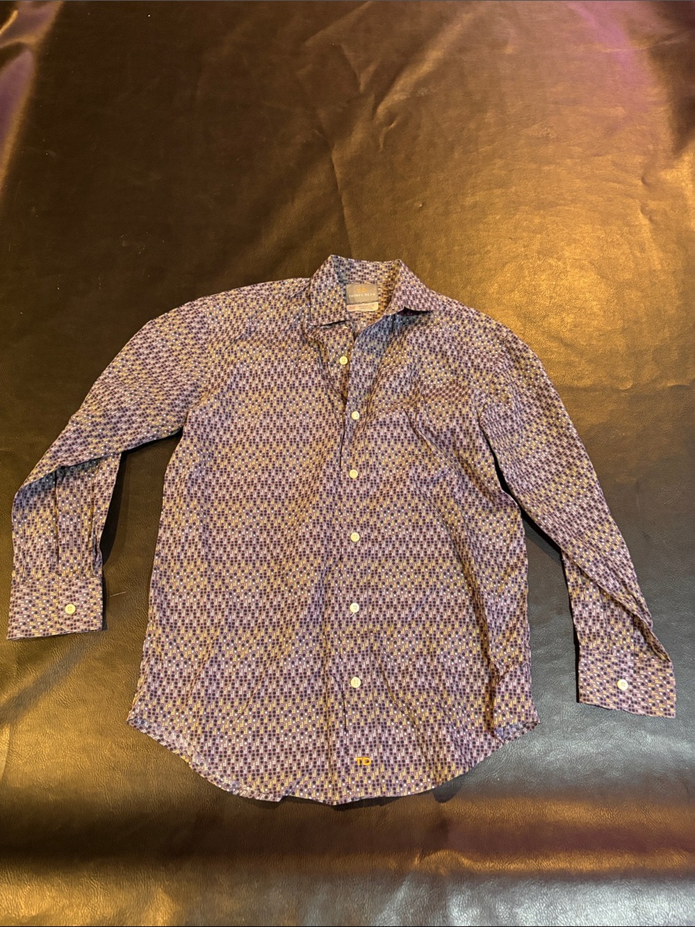 Thomas Dean Purple Geometric Long-Sleeve Dress Shirt